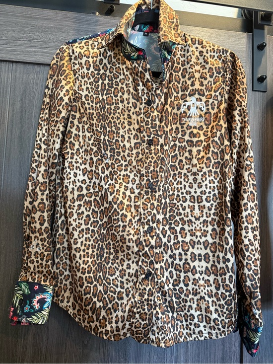 Thunderbird Brand Tops - Thunderbird Leopard Print Button-Down Shirt - Brown